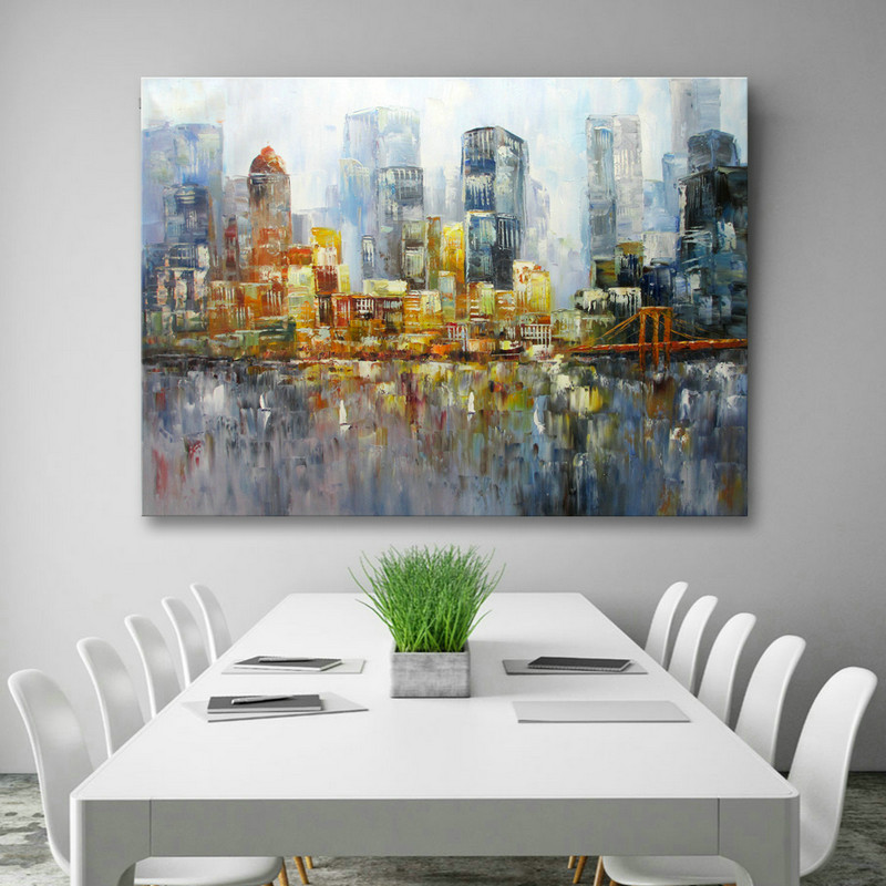 City New York Oil Painting On Canvas Wall Art for Living Room Bedroom Home Office Decorations